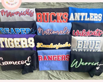 Custom Team Name Sweatshirt, School Mascot Shirt, Cheer Team Shirt, Custom College Puff Sweatshirt, School Spirit Shirt, Dance Team Sweater
