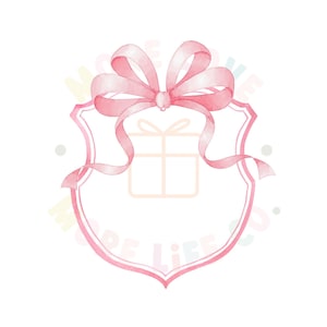 Pink Bow Crest PNG  Dusty Pink Watercolor Crest Png Diy Coquette Birthday Invitation Png Bow Crest Clipart Digital File