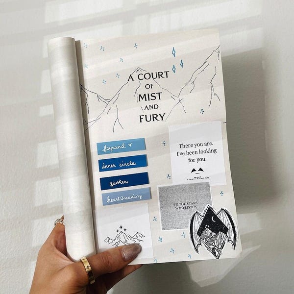 annotated a court of mist & fury | book quotes | sarah j. maas | acotar | fantasy books | reader gift | rhysand | book cover | feyre