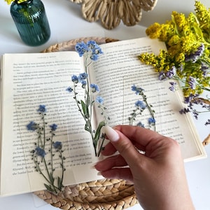 forget-me-not bookmark | real dried flowers | gift for reader | bookmark for women | bookmark set | bookmark with tassel | pressed flowers