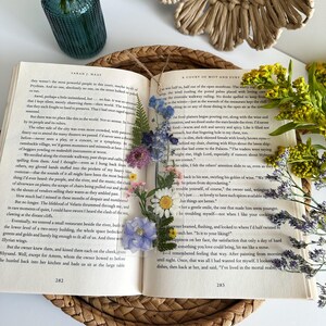 Bokmärke med pressade vildblommor - Torkade blommor Laminerade bokaccessoarer Present till läsare Bokälskare - Sidmarkör bild 7
