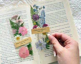 Custom Bible Verse Pressed Flower Bookmark for Christian Women and Girls - Book Accessory - Spiritual Faith Gift - Bible Study Gift