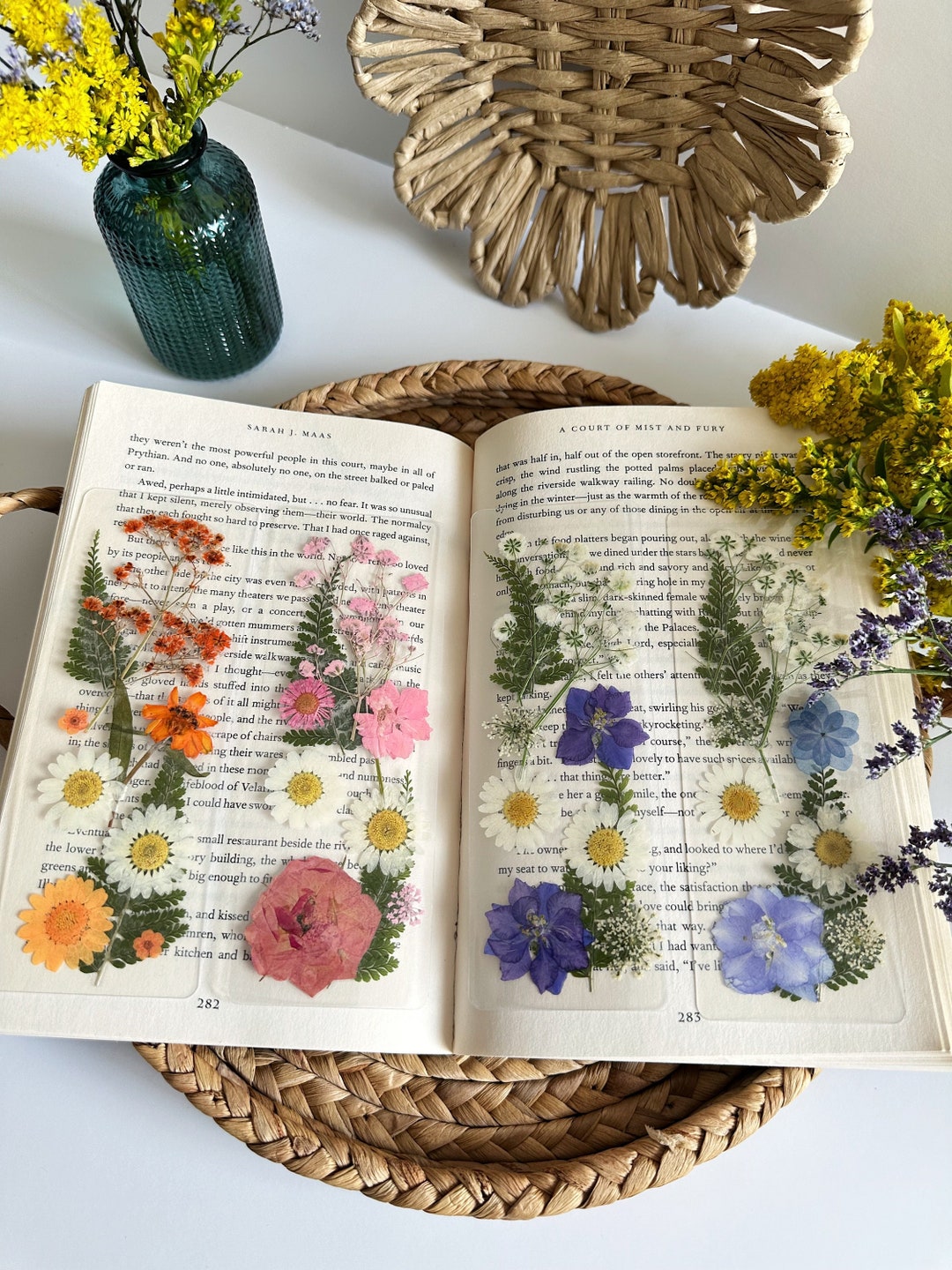 Set of Real Pressed Flower Bookmarks - Floral Bookmarks for Book Lovers ...