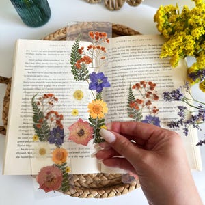 Multicolor Pressed Flower Bookmark - Bookish Accessories for Readers - Book Lover Book Club Gift - Laminated Real Dried Floral Page Marker