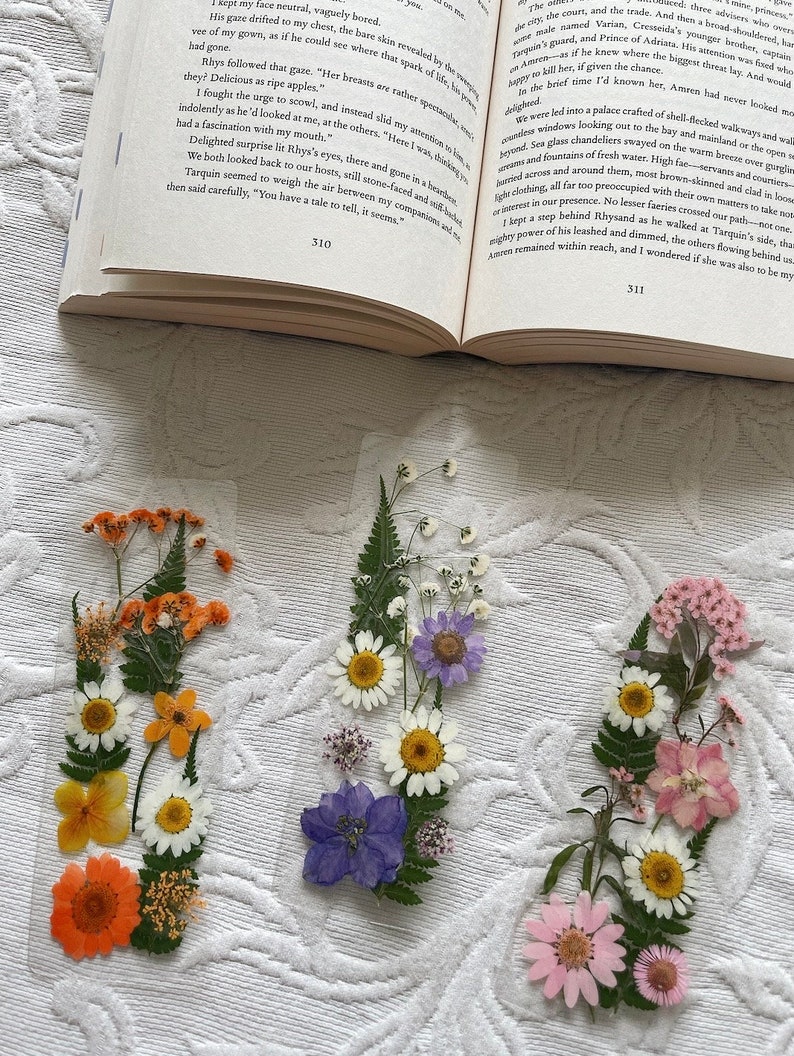 pressed floral bookmarks real dried flowers gift idea for image 2