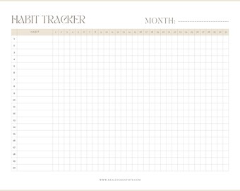 Easy Habit Tracker – Stay on Track with Your Goals - Monthly Habit Tracker – Simple and Effective