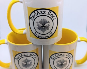 BadAzz Beez Coffee Mug - Yellow and White