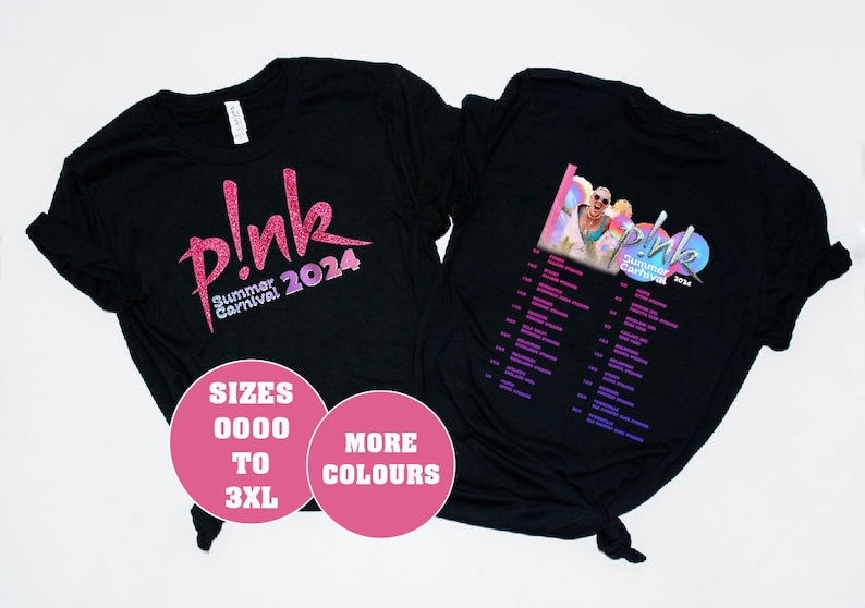 Pink T-Shirt, Summer Carnival Tour T-Shirt NEW DATES ADDES, Pink Australian Tour T-Shirt, Pink Tour Shirt, Pink Tour Tee, Aus Nz Tour Dates image 1