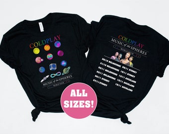 Coldplay T-Shirt, Coldplay Music Of The Spheres Tour T-Shirt, Coldplay Australian Tour T-Shirt, Coldplay New Zealand Tour T-Shirt