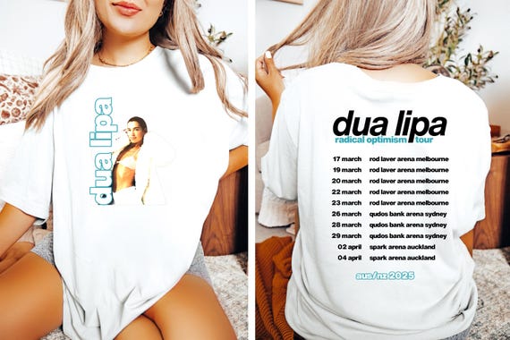 DUA LIPA ツアー グッズ Tシャツ Dua Lipa Tour Merch Graphic T shirt Vintage Black Crew Neck