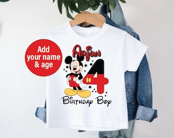 Mickey Mouse Birthday T-Shirt, Personalised Birthday, Name & Number Birthday, Personalised Tee, Birthday Gift, Disney Birthday T-Shirt