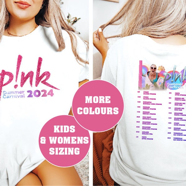 Pink T-Shirt, NEW DATES ADDED Summer Carnival Tour T-Shirt, Pink Australian Tour T-Shirt, Pink Tour Shirt, Pink Tour Tee, Pink Aussie Tour