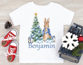 Personalised Christmas T-Shirt, Custom Peter Rabbit T-Shirt, Flopsy T-Shirt, Cute Bunny TShirt, Personalised Christmas Gift, Custom Xmas Tee