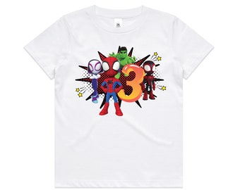 T-shirt Spidey et ses amis incroyables, année personnalisée, T-shirt anniversaire Spidey et ses amis incroyables, T-shirt Spiderman 3e anniversaire