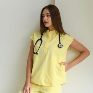 Women's Medical Scrub Set – Beautician, Dentist & Nurse Wrap Uniform, Uniform for Beauty Masters, Nurses, Cosmetology