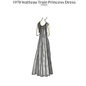 1970 Watteau Train Princess Dress