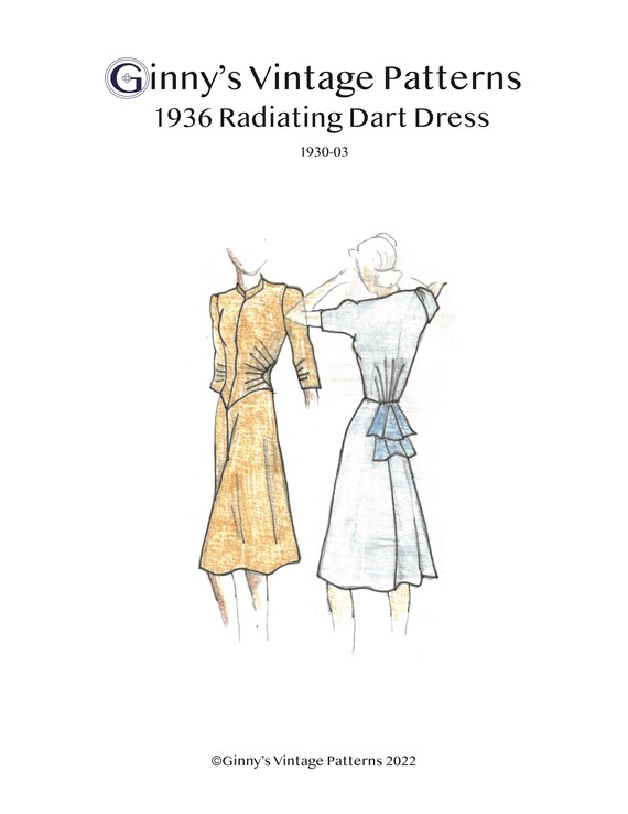 1936 Radiating Dart Dress - Etsy