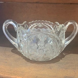 Antique Vintage Cut Glass Cup Decorative Glass Cup 3.75 tall 3.25 wide