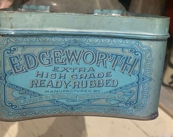 1950s Edgeworth Tobacco Tin, Ready-Rubbed, Satisfaction Guaranteed, Larus & Bros. Co., Richmond, VA, approx. 4.25 x 3x2 inches