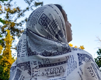 Christian Prayer Shawl, Prayer Scarf with Bible Verses about God's Protection, Off- White Meditation Shawl, Unique Christian Gifts