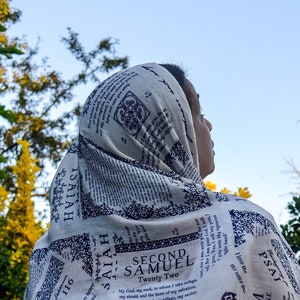 Christian Prayer Shawl, Prayer Scarf with Bible Verses about God's Protection, Off- White Meditation Shawl, Unique Christian Gifts