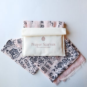 Christian Gift Scarf Jesus's Name (Blush Pink) in 75 Languages + 84 Titles from the Bible - Prayer Shawl, Faith-based present