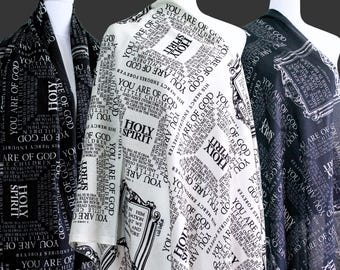 Confidence Unisex Prayer Shawl | Christian Gift for Women & Men | Godfidence Bible Verse Scarf | Organic Cotton