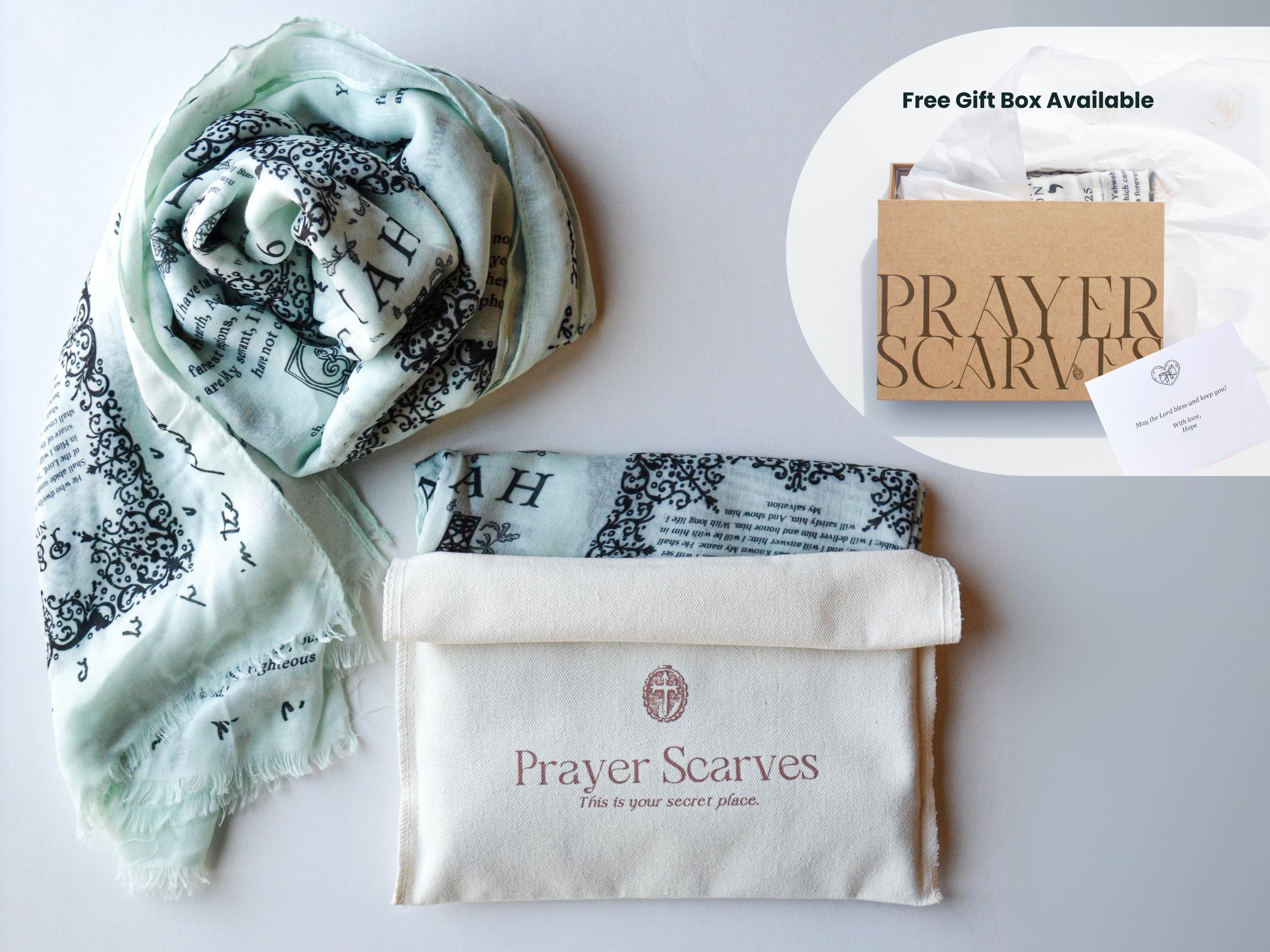 Christian Gift Prayer Shawl - Bible Verse Scarf with God’s Protection, Faith-Inspired Shawl in Honeydew Green