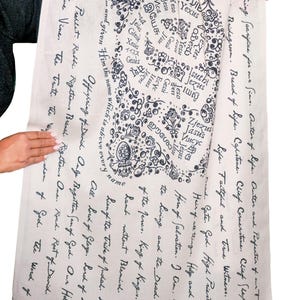 Jesus's Names Organic Cotton Scarf (Off-white) Prayer Shawl, Yeshua, Christian Gift Scarf, Faith-Inspired Church Scarf