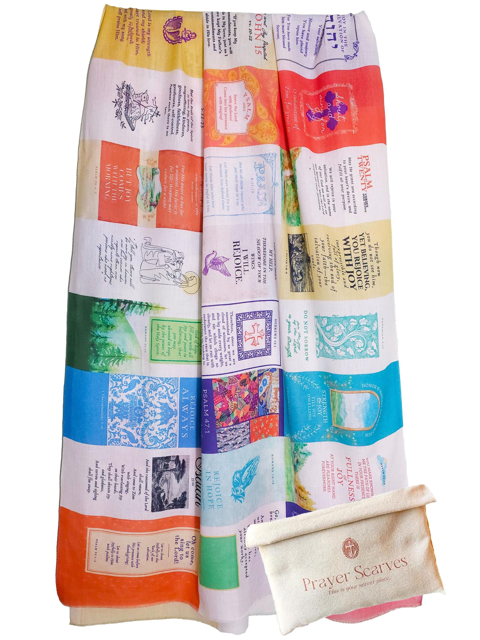 Christian Prayer Scarf: Colorful Cotton Bible Verse Shawl, Faith ...