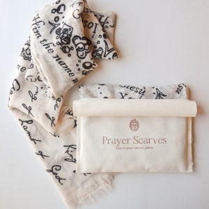 Jesus's Names Prayer Scarf (Off-white) Prayer Shawl, Christian Gift Scarf, faith-based gift for her, Unique Christian Head Covering