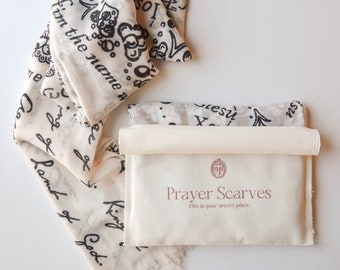 Jesus's Names Scarf Prayer Shawl, Yeshua, Bible Verse Off-White Meditation Shawl