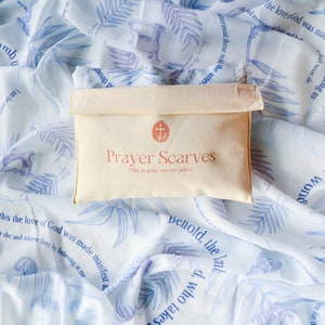 Hosanna Prayer Scarf (Blue) Christian Shawl, Inspirational Head Covering – Bible Verse Accessories – Faith-Inspired Church Scarf