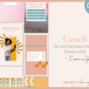 Canva Instagram Story Templates: Colorful Social Media for Coaches (Digital Download)