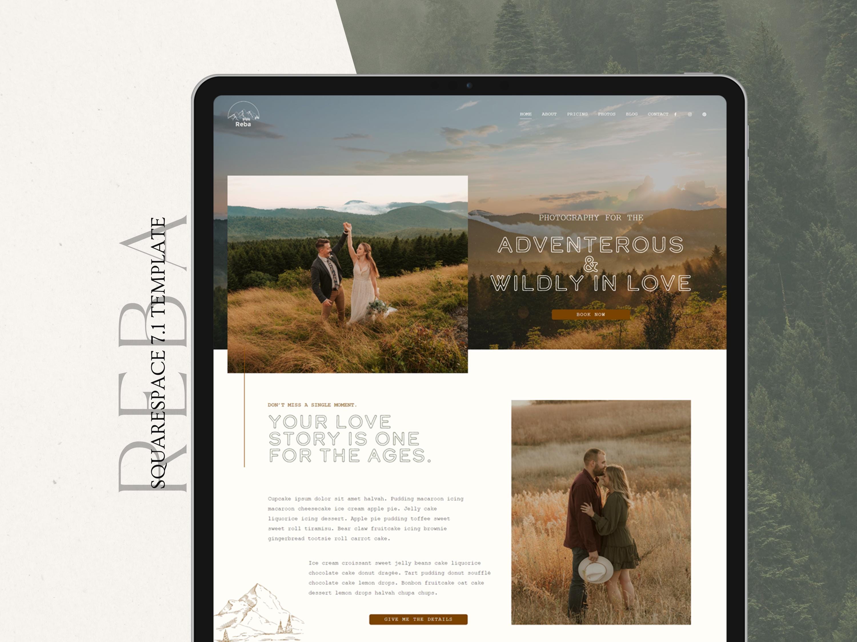 Reba Squarespace 7.1 Website Template: Boho Photography Design