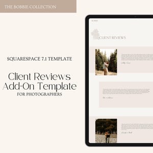 Squarespace Template | 7.1 Website | Client Review Page Add-On | Romantic Boho | For Photographers