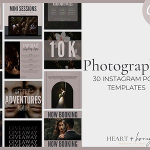 30 Instagram Post Templates | Canva Social Media Templates for Photographers | Bold Moody Design