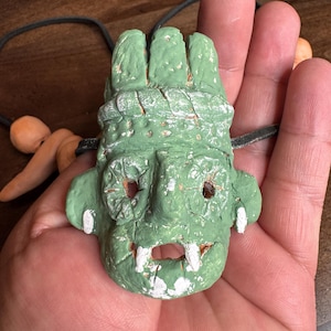 Tlaloc Aztec Mexica Necklace – Handmade Terracotta Pendant | Tribal Jewelry | Ancient Mesoamerican Art