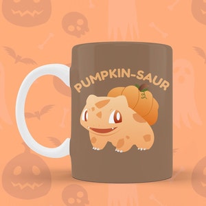 Cute Pumpkin-Saur Ceramic Mug (11.8oz), Office Mug, Gaming Mug, Microwave Safe, Holiday Mug, Coffee Mug | Gift Mug.