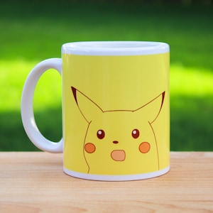 Meme Surprised Pikachu Ceramic Mug (11.8oz), Office Mug, Gaming Mug, Microwave Safe, Holiday Mug, Coffee Mug | Gift Mug.