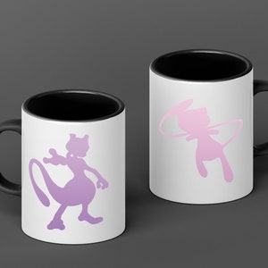 Legendary Mew and Mewtwo Ceramic Mug (11.8oz), Office Mug, Gaming Mug, Microwave Safe, Holiday Mug, Coffee Mug | Gift Mug.