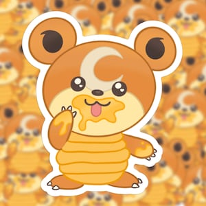 Cute Teddiursa sticker, Vinyl Sticker, Waterproof Sticker, Laptop Sticker, Car Sticker, Holiday Sticker | Vinyl Sticker (2.60&quot;x 3.00”)