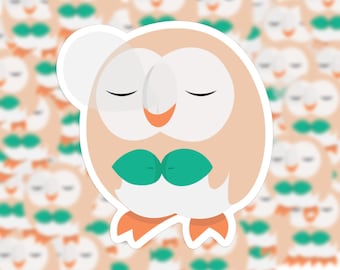 Sleepy Rowlet sticker, Vinyl Sticker, Waterproof Sticker, Laptop Sticker, Car Sticker, Holiday Sticker | Vinyl Sticker (2.85"x 3.00”)