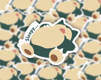 Sleepy Snorlax sticker, Vinyl Sticker, Waterproof Sticker, Laptop Sticker, Car Sticker, Holiday Sticker | Vinyl Sticker (3.00” x 2.26”)