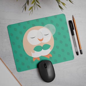 Sleepy Rowlet Mousepad, Kawaii Mousepad, Pokemon Gaming Mousepad (9.5'' x 7.5''), Workspace Mousepad, Office Mousepad.