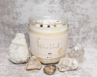 Warm Vanilla | Healing Crystal Candle  | Soy Wax | Multiple Sizes
