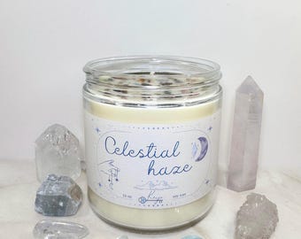 Celestial Haze | Healing Crystal Candle  | Soy Wax | Multiple Sizes
