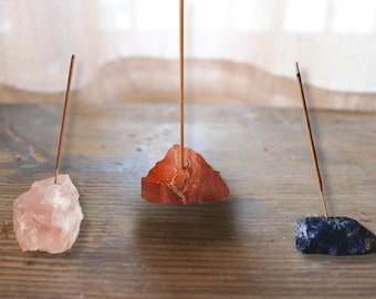 Raw Crystal Incense Holder • Amethyst, Rose Quartz, Clear Quartz, Fluorite