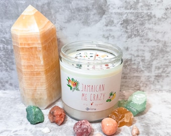 Jamaican Me Crazy | Healing Crystal Candle  | Soy Wax | Multiple Sizes