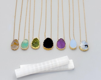 Electroplated Crystal Necklace | 14k Gold Filled Chain | Handmade Crystal Jewelry